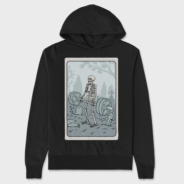 Skeleton Gym Deadlifting Humor, Hanorac Oversize Barbati (Unisex)