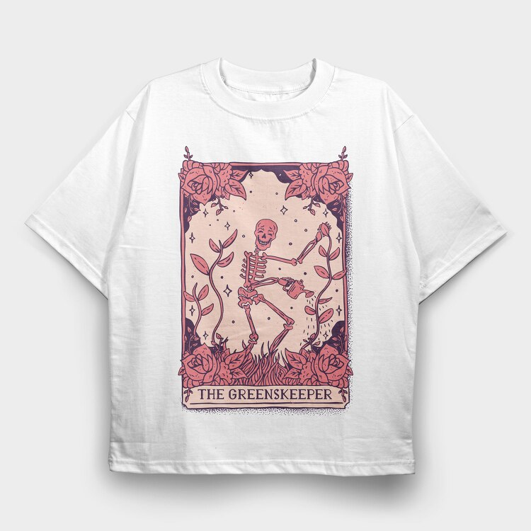 Skeleton Gardener Tarot Card Greenskeeper, Tricou Oversize Barbati (Unisex)