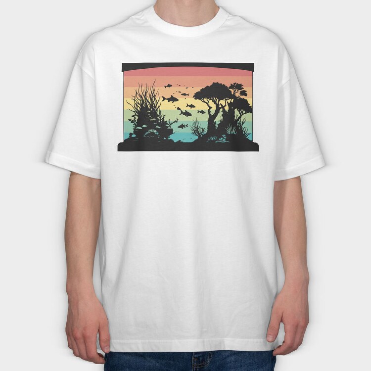 Silhouetted Aquarium, Tricou Oversize Barbati (Unisex)
