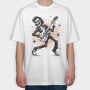 Skeleton Electric Guitar Rockabilly, Tricou Oversize Barbati (Unisex)