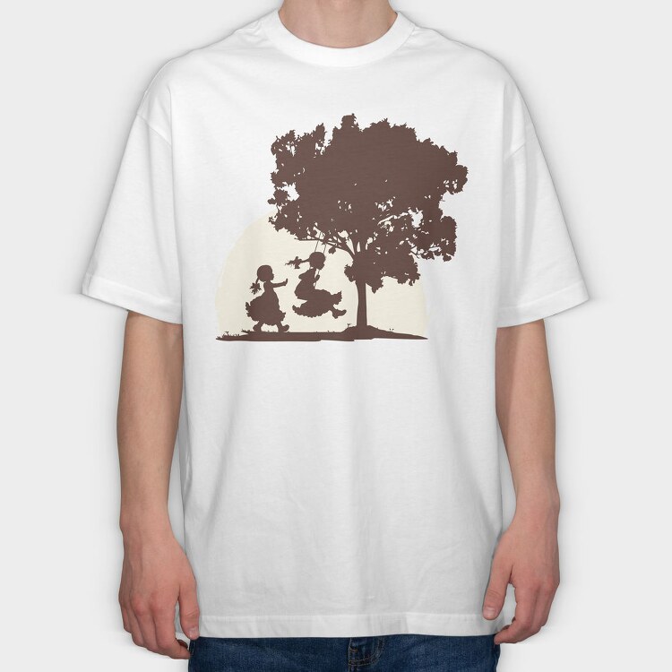 Sisters Playing Swinging, Tricou Oversize Barbati (Unisex)