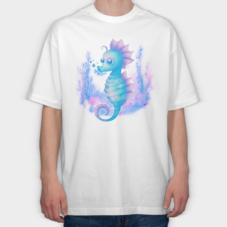 Singing Seahorse, Tricou Oversize Barbati (Unisex)