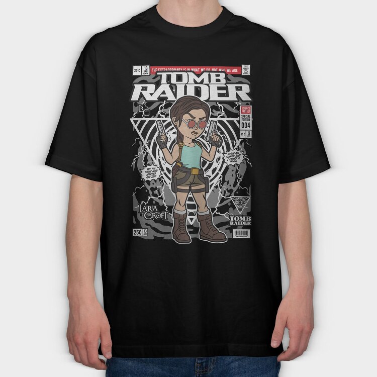 Lara Croft Adventure, Tricou Oversize Barbati (Unisex)