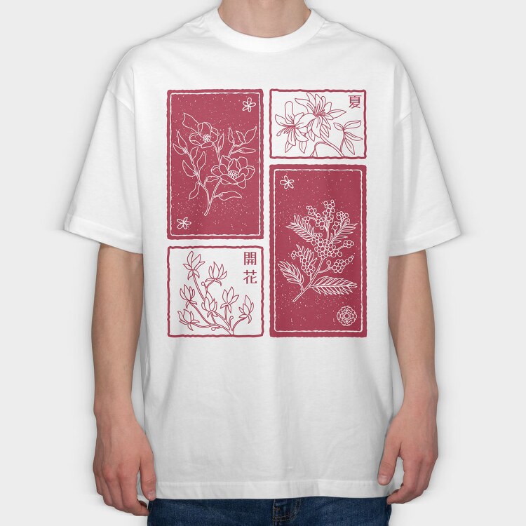 Simple Sakura Flowers 06, Tricou Oversize Barbati (Unisex)