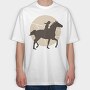Woman Horse Rider Cowgirl Silhouette, Tricou Oversize Barbati (Unisex)