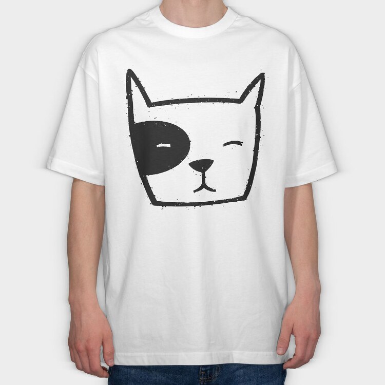 Simple Dog Face, Tricou Oversize Barbati (Unisex)