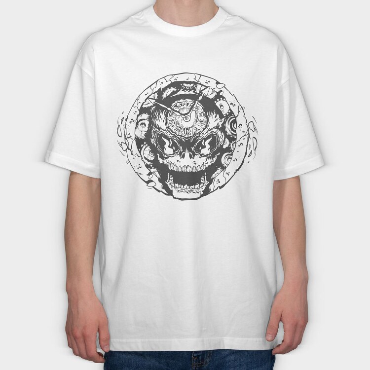 Skeleton Clock Scary Death, Tricou Oversize Barbati (Unisex)