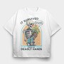 Skeleton Gardener Humor It Survived, Tricou Oversize Barbati (Unisex)