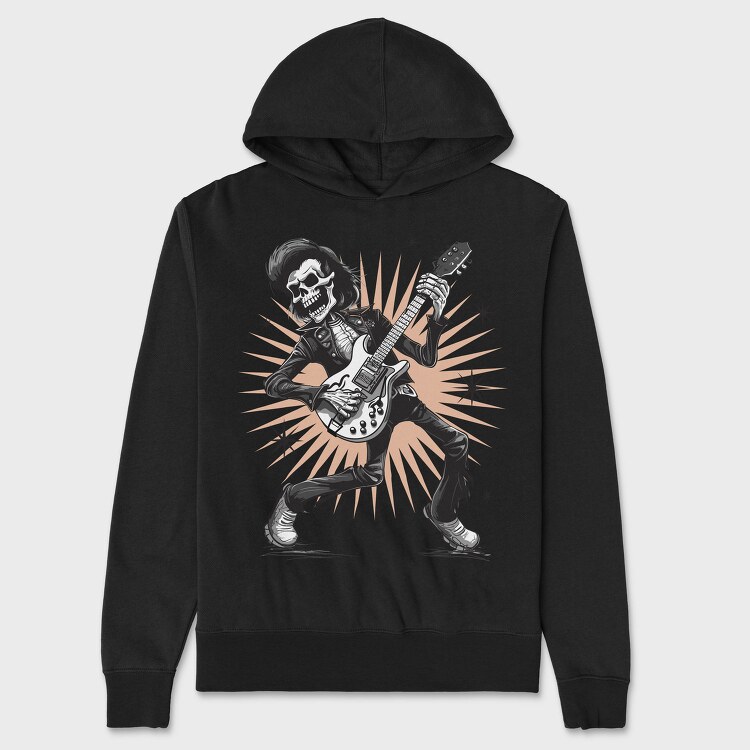 Skeleton Electric Guitar Rockabilly, Hanorac Oversize Barbati (Unisex)