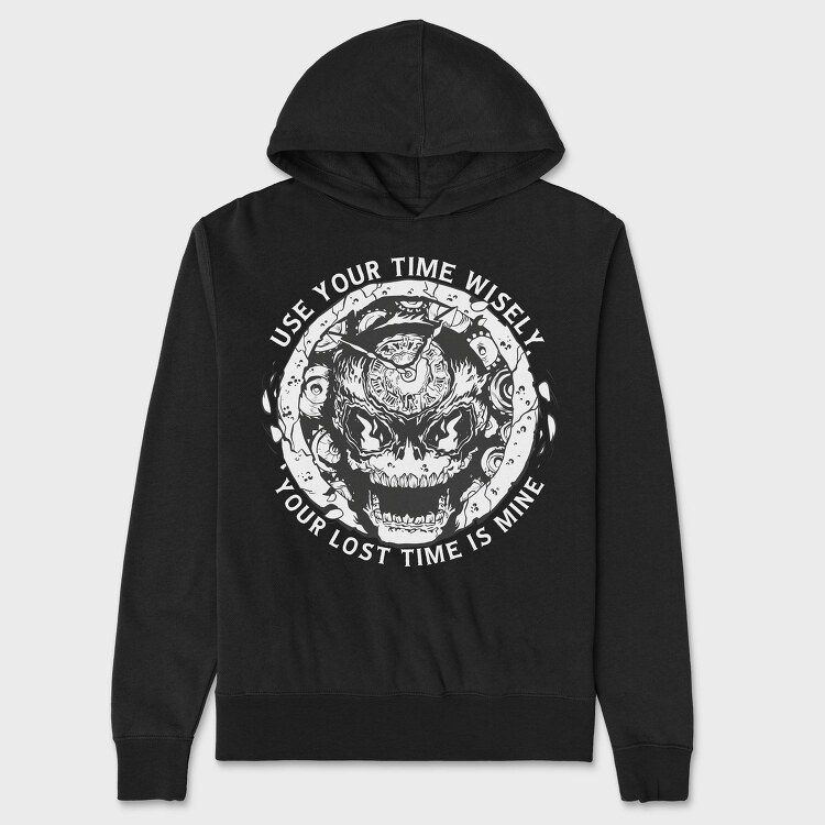 Skeleton Clock Scary Death, Hanorac Oversize Barbati (Unisex)