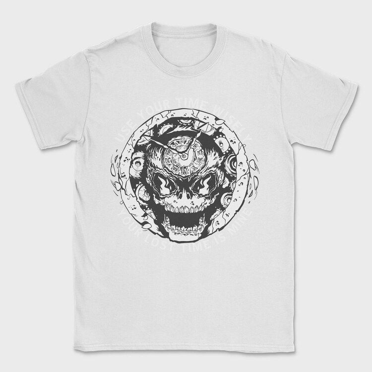 Skeleton Clock Scary Death, Tricou Barbati (Unisex)