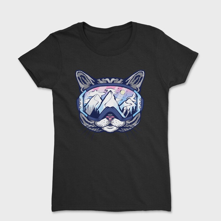 Cat Ski Glasses Skii, Tricou Femei