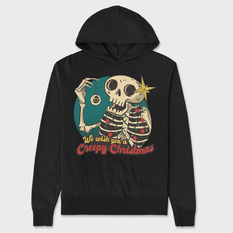 Skeleton Christmas Creepy Cartoon, Hanorac Oversize Barbati (Unisex)