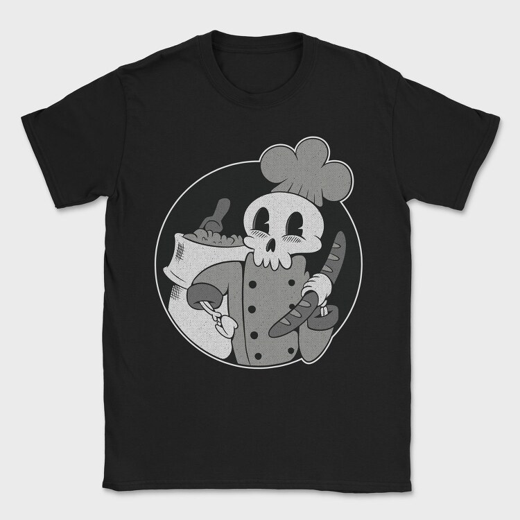 Skeleton Baker Retro Chef Cartoon, Tricou Barbati (Unisex)