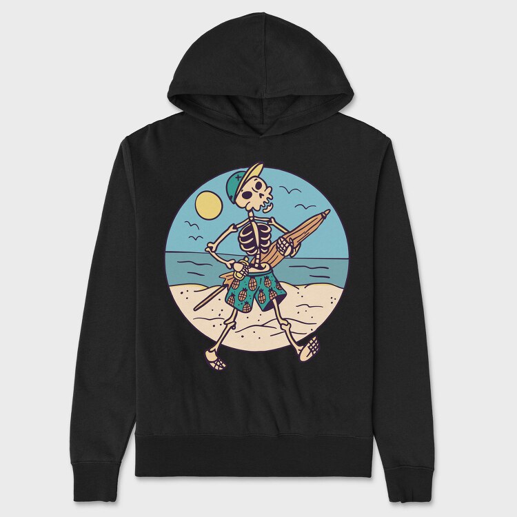 Skeleton At The Beach Sunshade, Hanorac Oversize Barbati (Unisex)