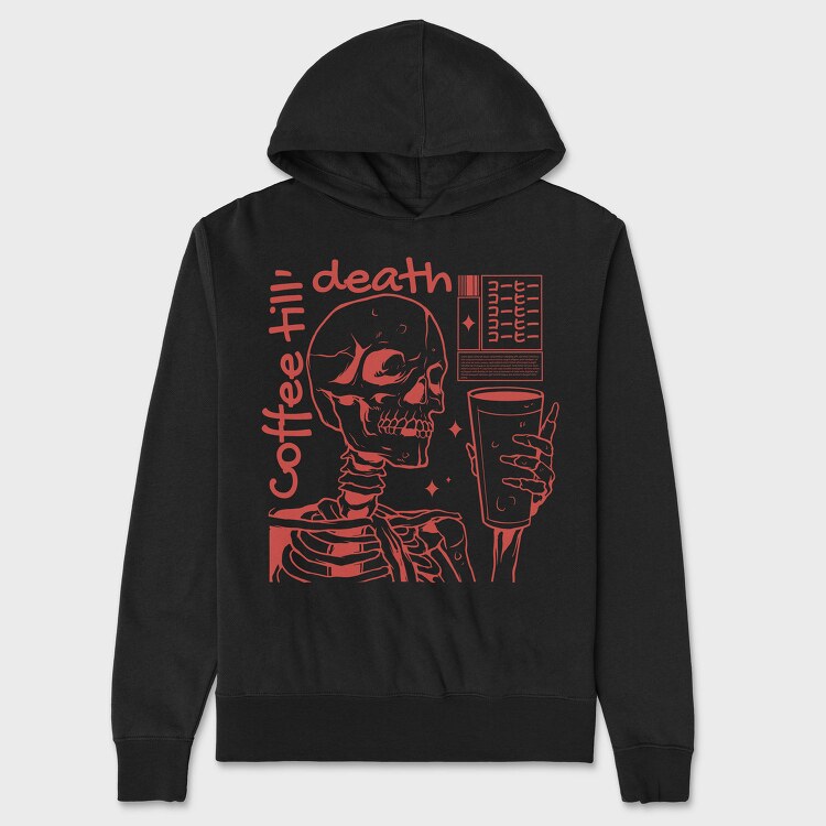 Skeleton And Coffee Drink Till, Hanorac Oversize Barbati (Unisex)