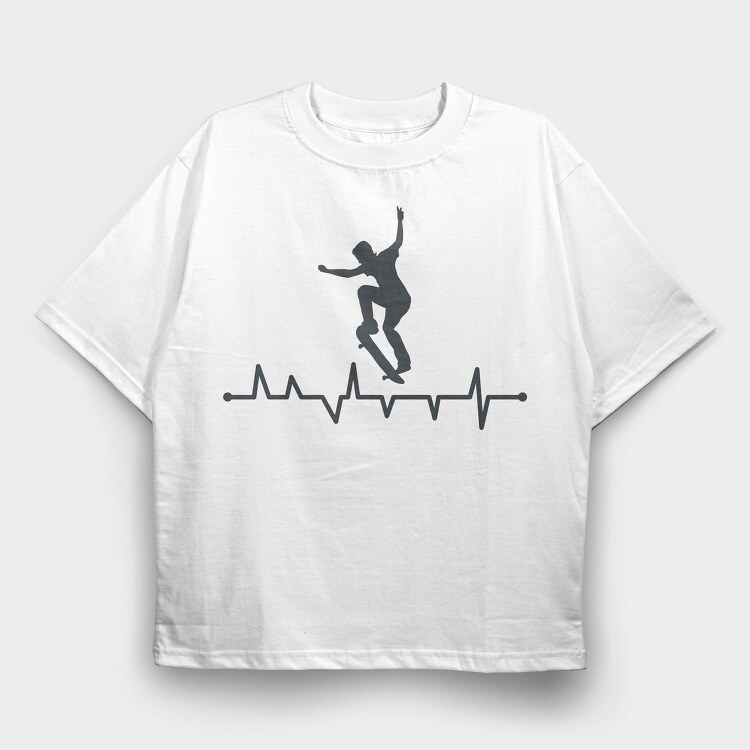 Skateboard Heart Line, Tricou Oversize Barbati (Unisex)