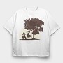 Sisters Playing Swinging, Tricou Oversize Barbati (Unisex)