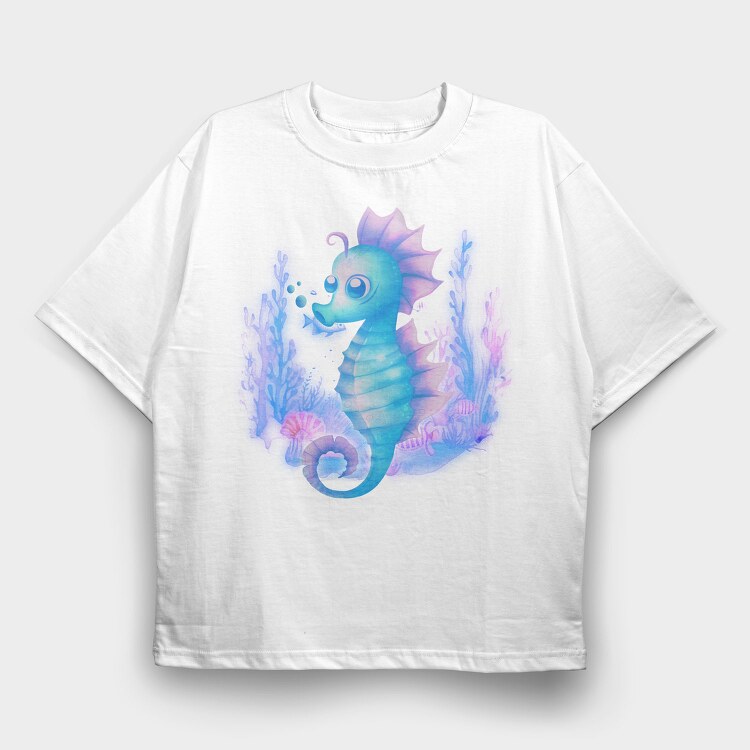 Singing Seahorse, Tricou Oversize Barbati (Unisex)
