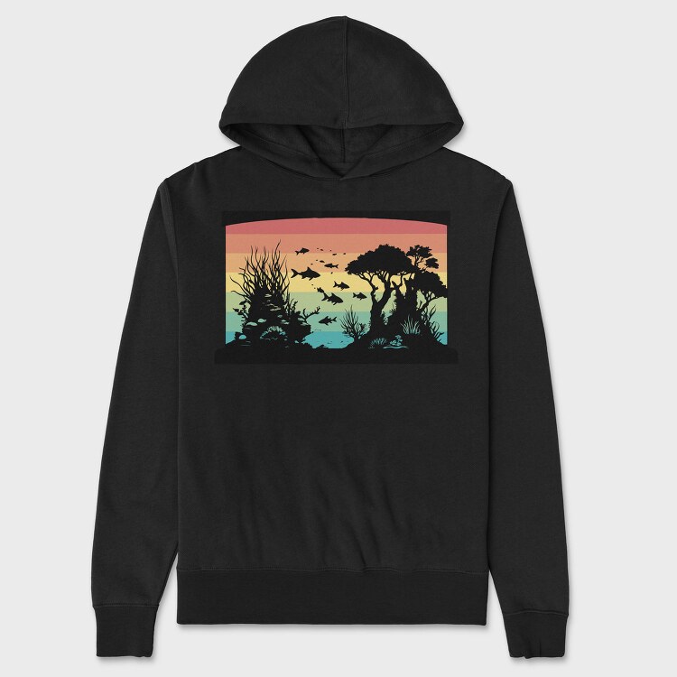 Silhouetted Aquarium, Hanorac Oversize Barbati (Unisex)
