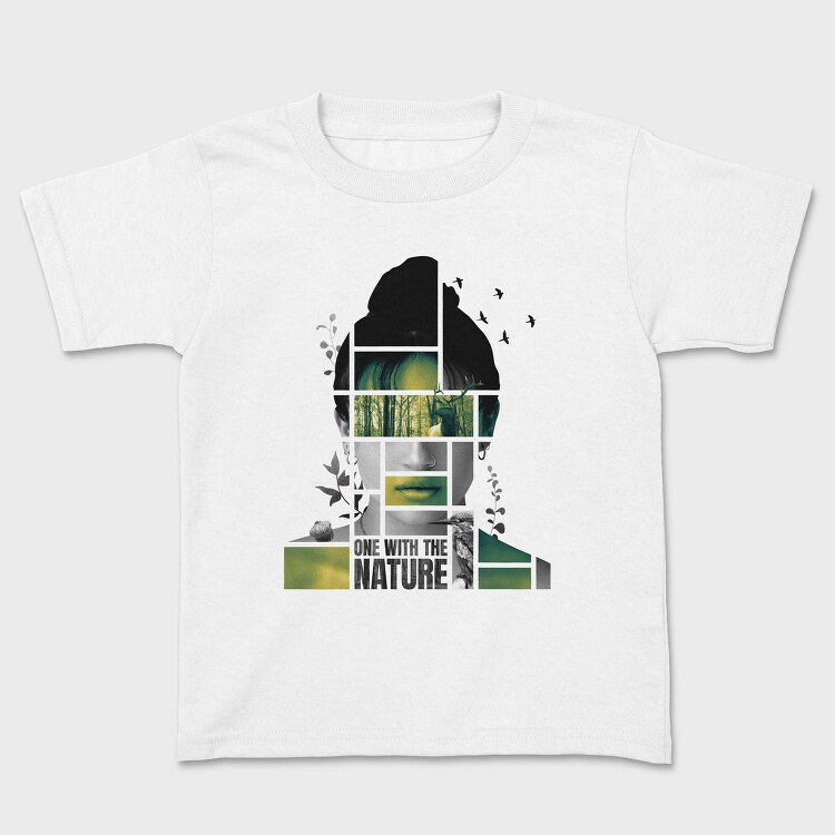 Woman In Nature Collage Framed Portrait Girl, Tricou Copii