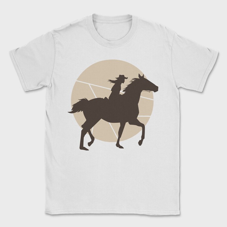 Woman Horse Rider Cowgirl Silhouette, Tricou Barbati (Unisex)