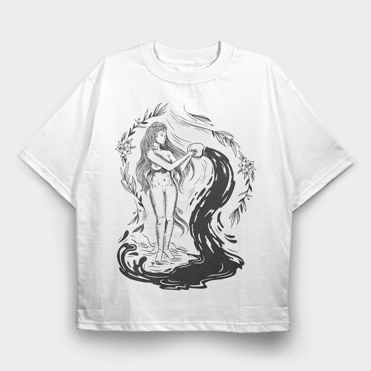 Woman Dark Art Nouveau 03, Tricou Oversize Barbati (Unisex)