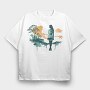 Woman And Nature Watercolor, Tricou Oversize Barbati (Unisex)