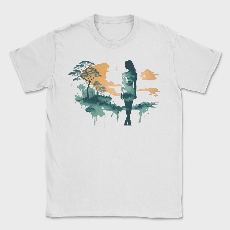 Woman And Nature Watercolor, Tricou Barbati (Unisex)