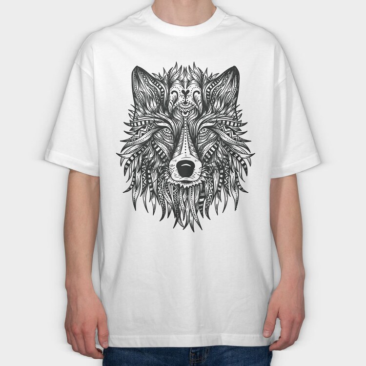Wolf Head 001, Tricou Oversize Barbati (Unisex)