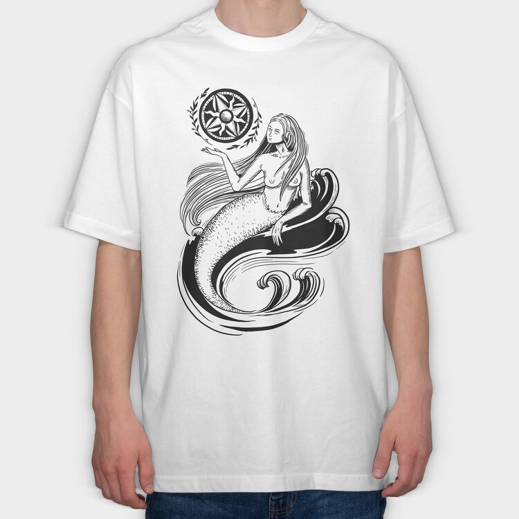 Mermaid Dark Art Nouveau 01, Tricou Oversize Barbati (Unisex)