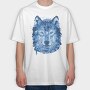 Wolf Animal Watercolor Polygon, Tricou Oversize Barbati (Unisex)