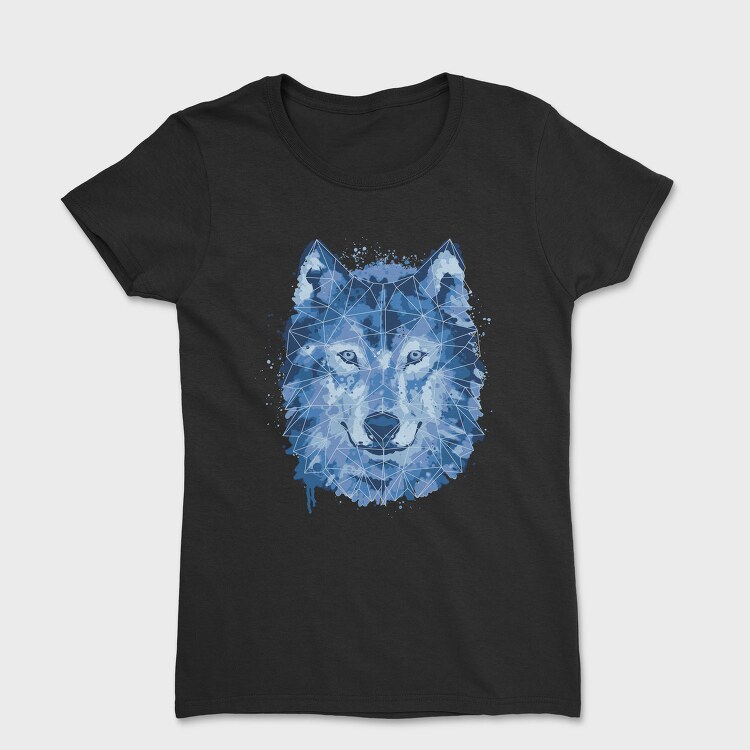 Wolf Animal Watercolor Polygon, Tricou Femei