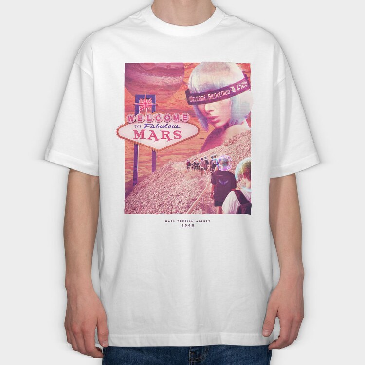 Mars Planet Psychedelic, Tricou Oversize Barbati (Unisex)