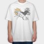 Wolves With Moon And Sun Run, Tricou Oversize Barbati (Unisex)