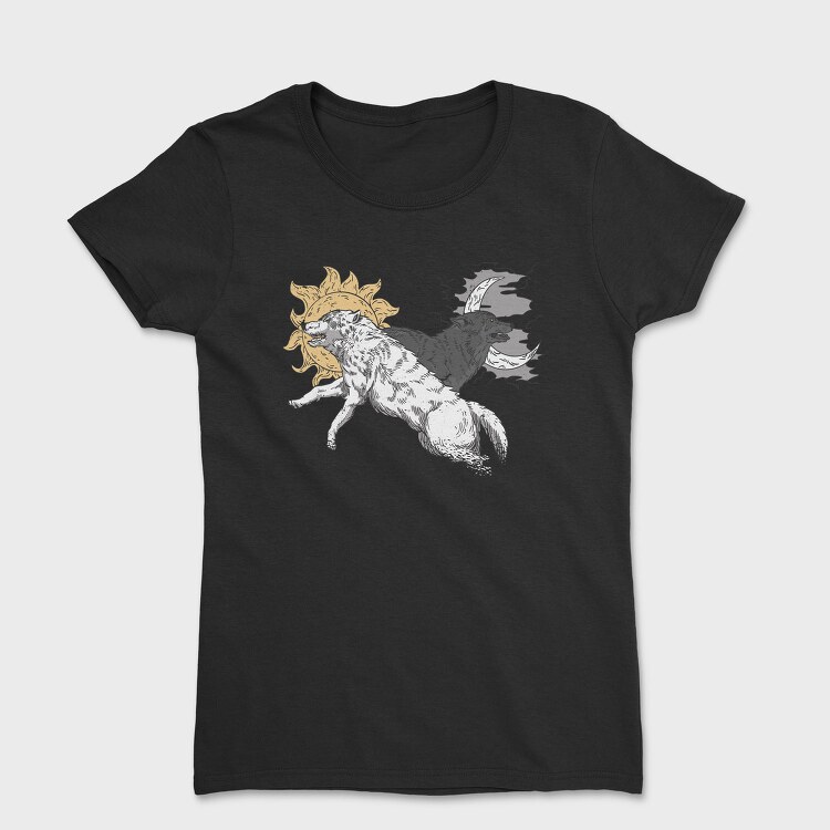 Wolves With Moon And Sun Run, Tricou Femei