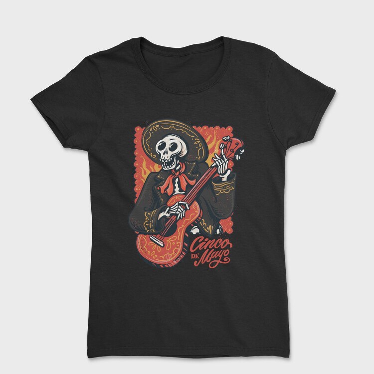 Mariachi Skeleton Cinco De Mayo Vintage, Tricou Femei