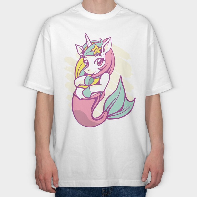 Mermaid Unicorn Sea Corn, Tricou Oversize Barbati (Unisex)