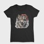 Wolf In Santa Hat Christmas Tote, Tricou Femei