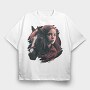 Woman And Horse Animal Girl, Tricou Oversize Barbati (Unisex)