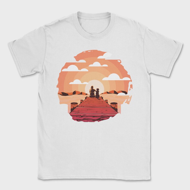 Woman And Dog Pier Footbridge, Tricou Barbati (Unisex)
