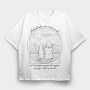 Woman And Dog Landscape Vesubius Girl, Tricou Oversize Barbati (Unisex)