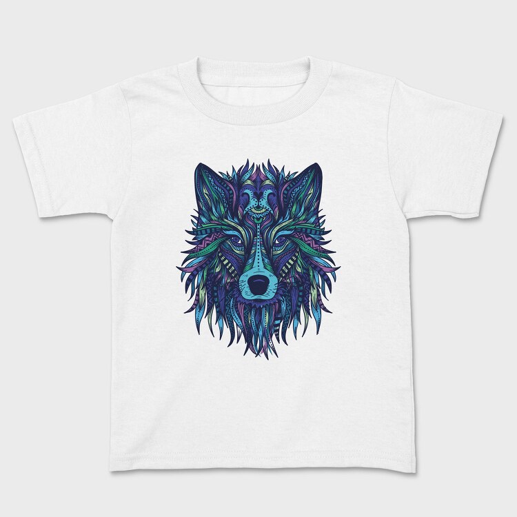 Wolf Illustration Color 001, Tricou Copii