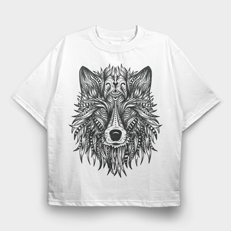 Wolf Head 001, Tricou Oversize Barbati (Unisex)