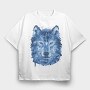 Wolf Animal Watercolor Polygon, Tricou Oversize Barbati (Unisex)