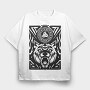 Wolf Animal And Celtic Symbol Tribal, Tricou Oversize Barbati (Unisex)