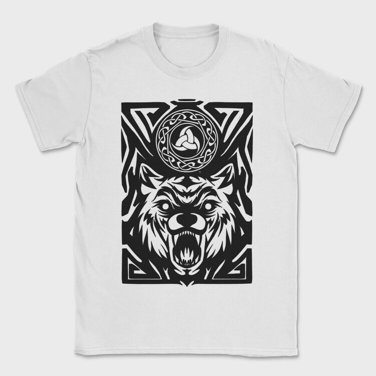 Wolf Animal And Celtic Symbol Tribal, Tricou Barbati (Unisex)