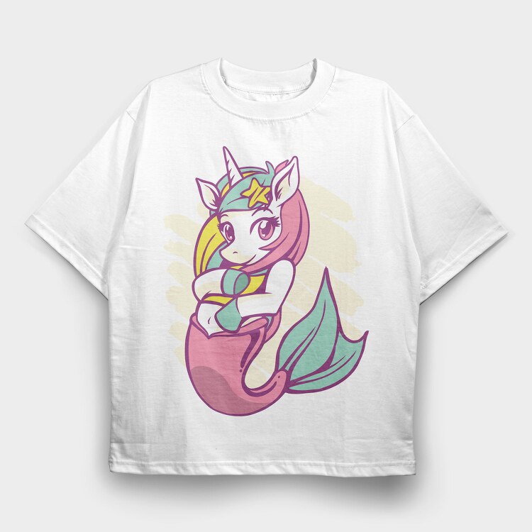 Mermaid Unicorn Sea Corn, Tricou Oversize Barbati (Unisex)
