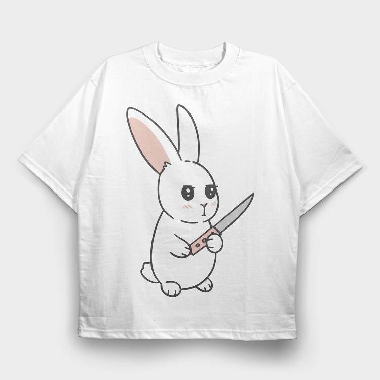 Menacing Psycho Bunny, Tricou Oversize Barbati (Unisex)