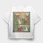 Medieval Cat Animal Painting Asking For Fish, Tricou Oversize Barbati (Unisex)